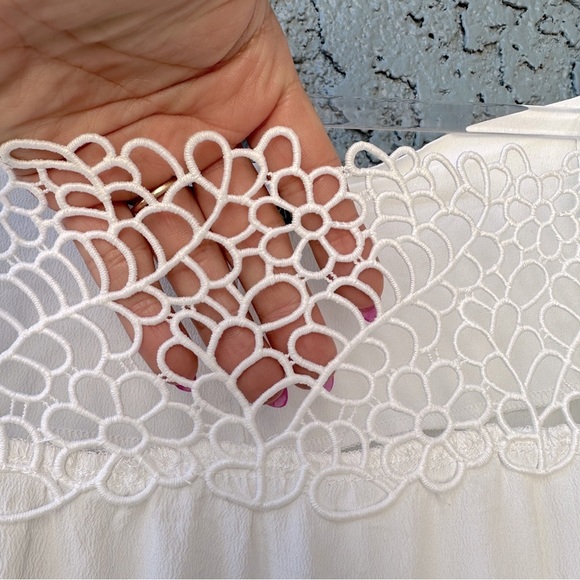 ANNARITA N Crochet Eyelet Summer Sun Midi Dress in White Sz. 4 - Picture 6 of 10